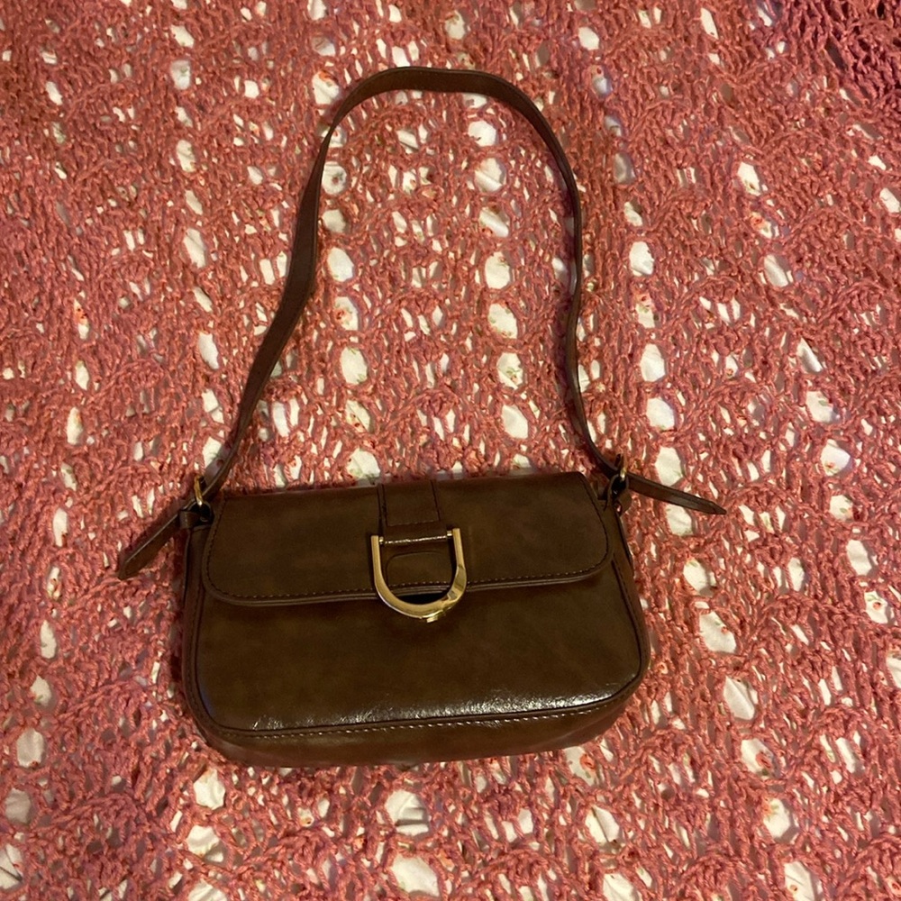 Brown faux leather purse